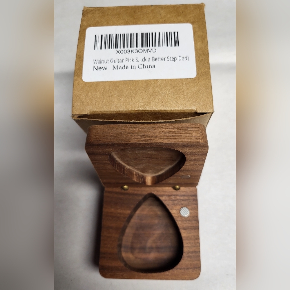 New Amazon Stepdad Gift Walnut Guitar Pick Storage Case New In Box New In Box - Picture 5 of 10